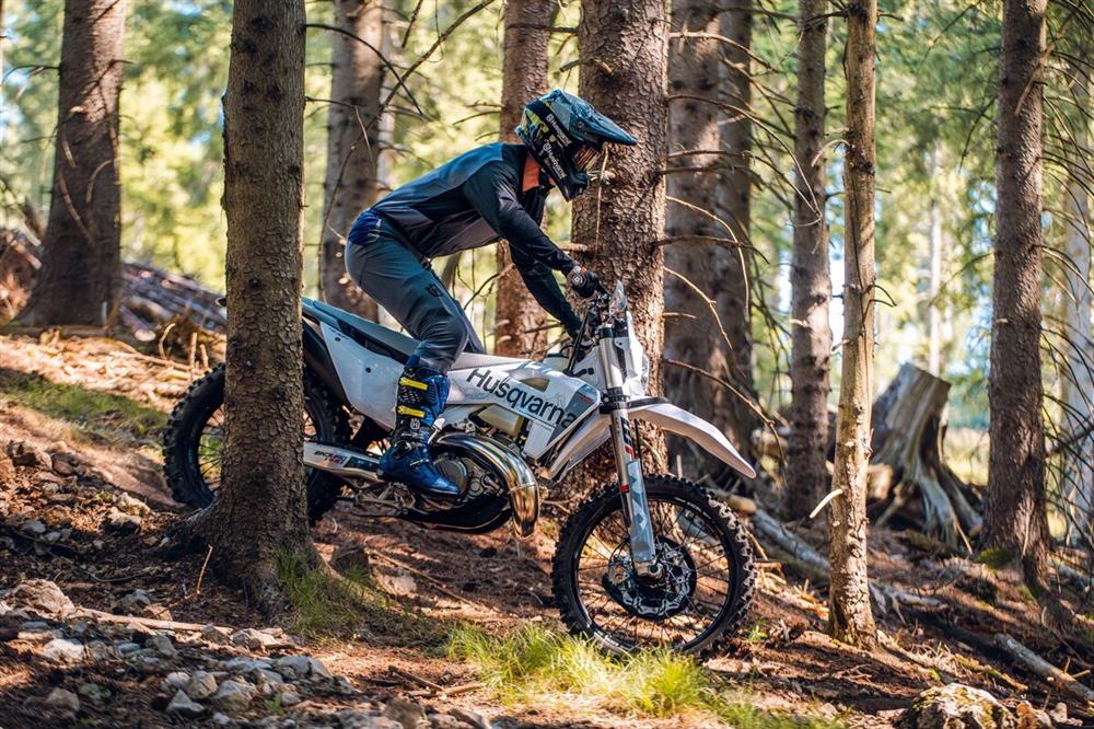 TE 300 Pro does a wheelie in the forest